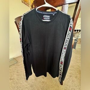 Superdry Black Long-Sleeve Crew with Branded Sleeve Tape